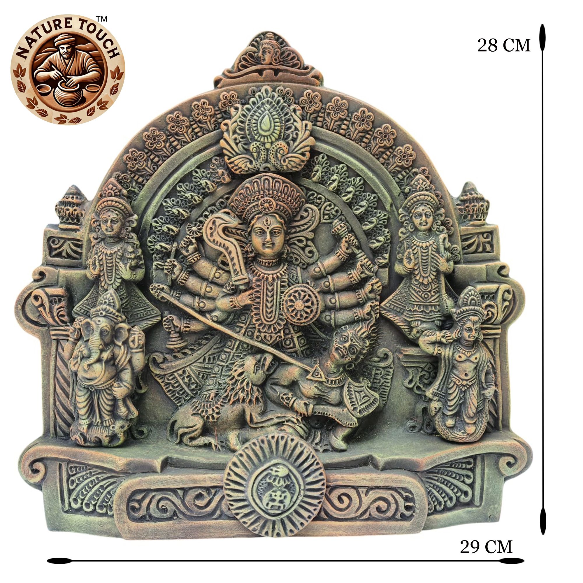 Nature Touch Bengal Terracotta Durga Idol  Handcrafted Sculpture for Mandir, Home Temple & Office Decor