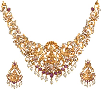 Antique Gold Plated Tanvi Shot Necklace Jewelry Set