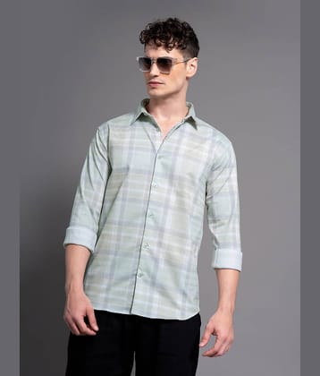 Paul Street 100% Cotton Slim Fit Checks Full Sleeves Men's Casual Shirt - Green ( Pack of 1 )