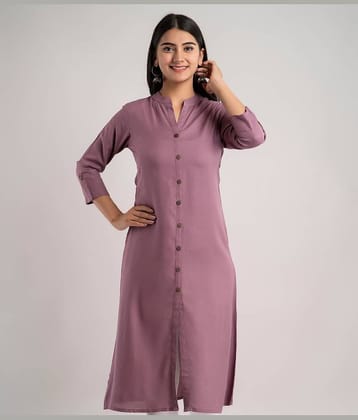 MAUKA - Purple Rayon Women's Front Slit Kurti ( Pack of 1 )