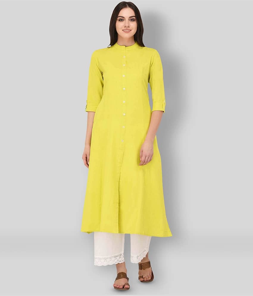 Pistaa - Green Cotton Women's Front Slit Kurti ( Pack of 1 )