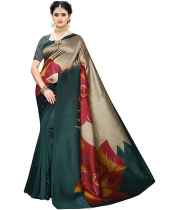 Today Deal Cotton Silk Self Design Saree With Unstitched Blouse Piece ( Green )