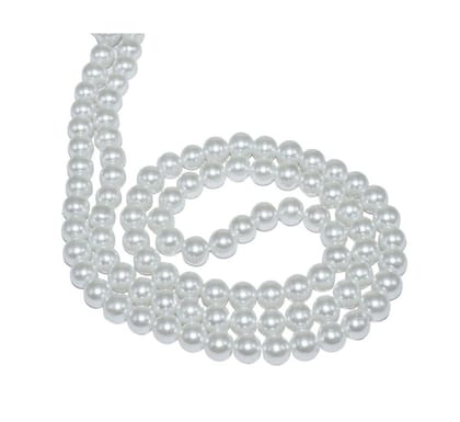 Glass Pearl Beads, 8mm, Round, White , BWGP-036-Per Packet of 2 String (120 Pcs) / 8 MM