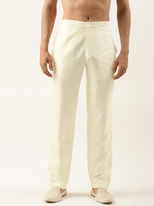 Cream Cotton Silk Pant Pajama-XS / Waist Size 30