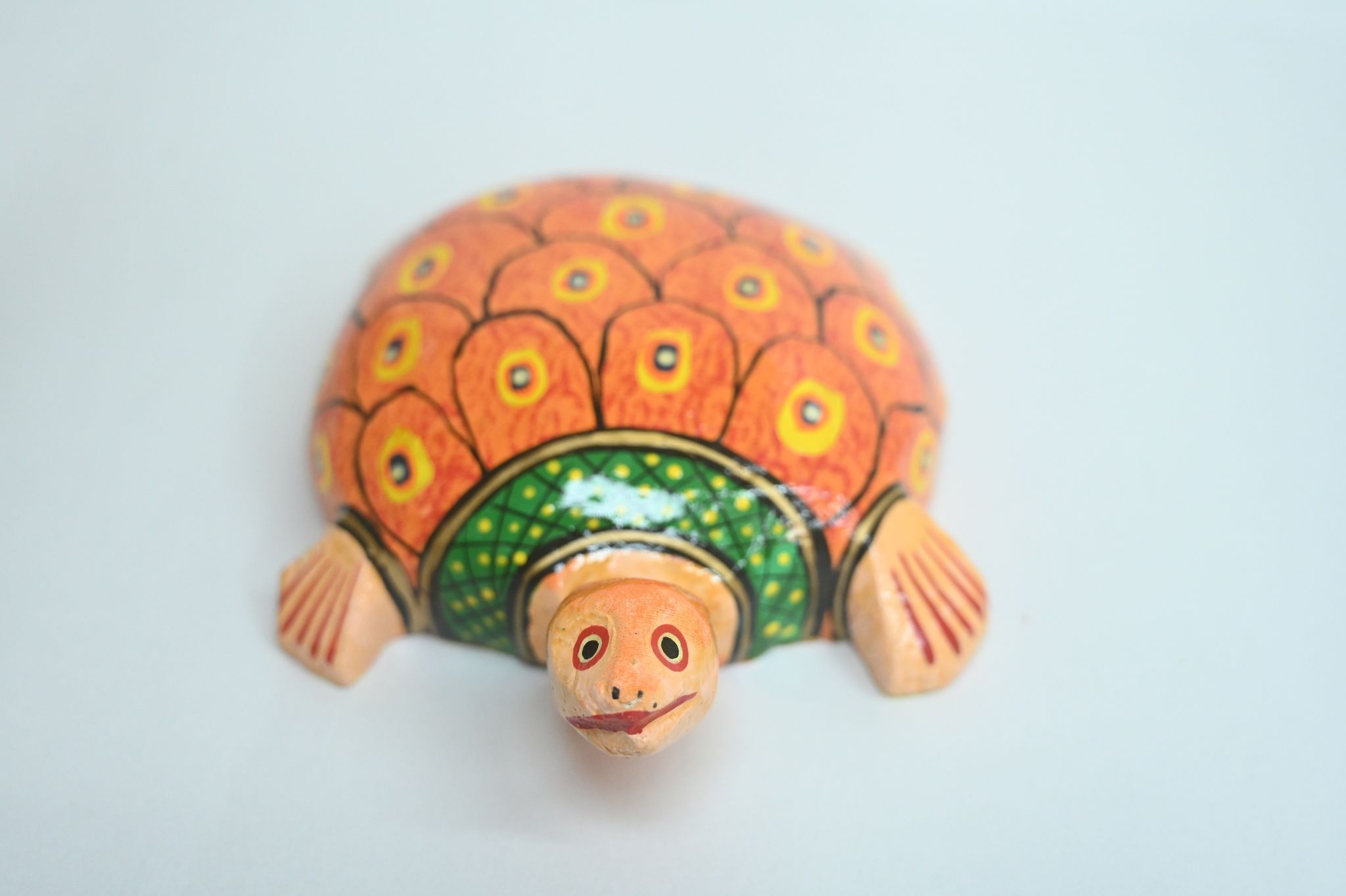 Icrafts Handmade Wooden Orange Shell Tortoise Toy (L: 22.86 cm × B: 10.86 cm × H: 5.06 cm) – Eco-Friendly Traditional Wooden Toy for Kids