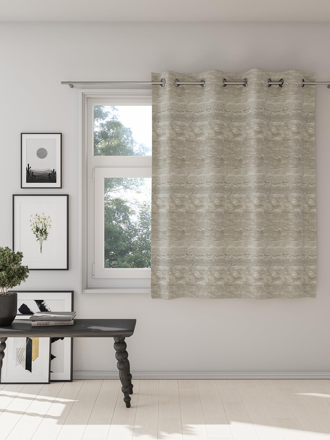 DDECOR - 100% PolyesterPlains And Textures PatternWindow 5 Ft|135 CM X 160 CM| - Grey