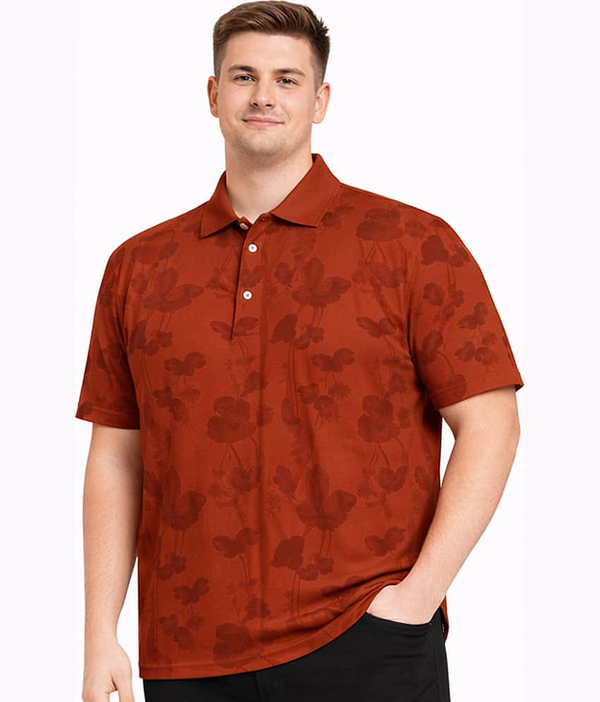 RELANE Men Polyester Regular Fit Printed Polo T Shirt ( Maroon )