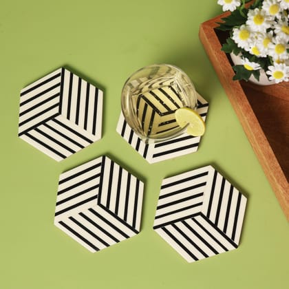 Wood And Resin Geometrical Coasters (Set of 4)