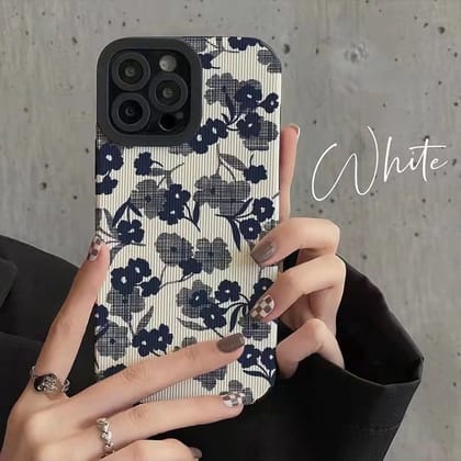 White Blue Floral Flowers iPhone Textured Silicone Case-iPhone XS Max