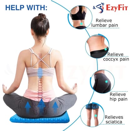 EZYFIT Medical-Grade Gel Seat Cushion in Round Shape, Breathable Honeycomb Gel, Non-Slip Cover, Double-Sided Comfort for Chair, Car & Office � Relieves Back, Spine & Hip Pain, Portable & Durable