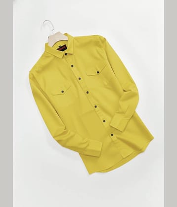 Qlonz store Cotton Blend Regular Fit Solids Full Sleeves Men's Casual Shirt - Yellow ( Pack of 1 )