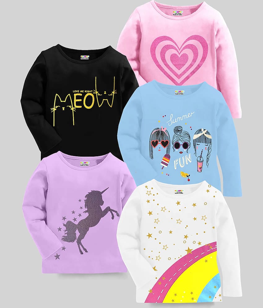 Kuchipoo Pack of 5 Girls Cotton Blend T-Shirt ( Multicolor11 )