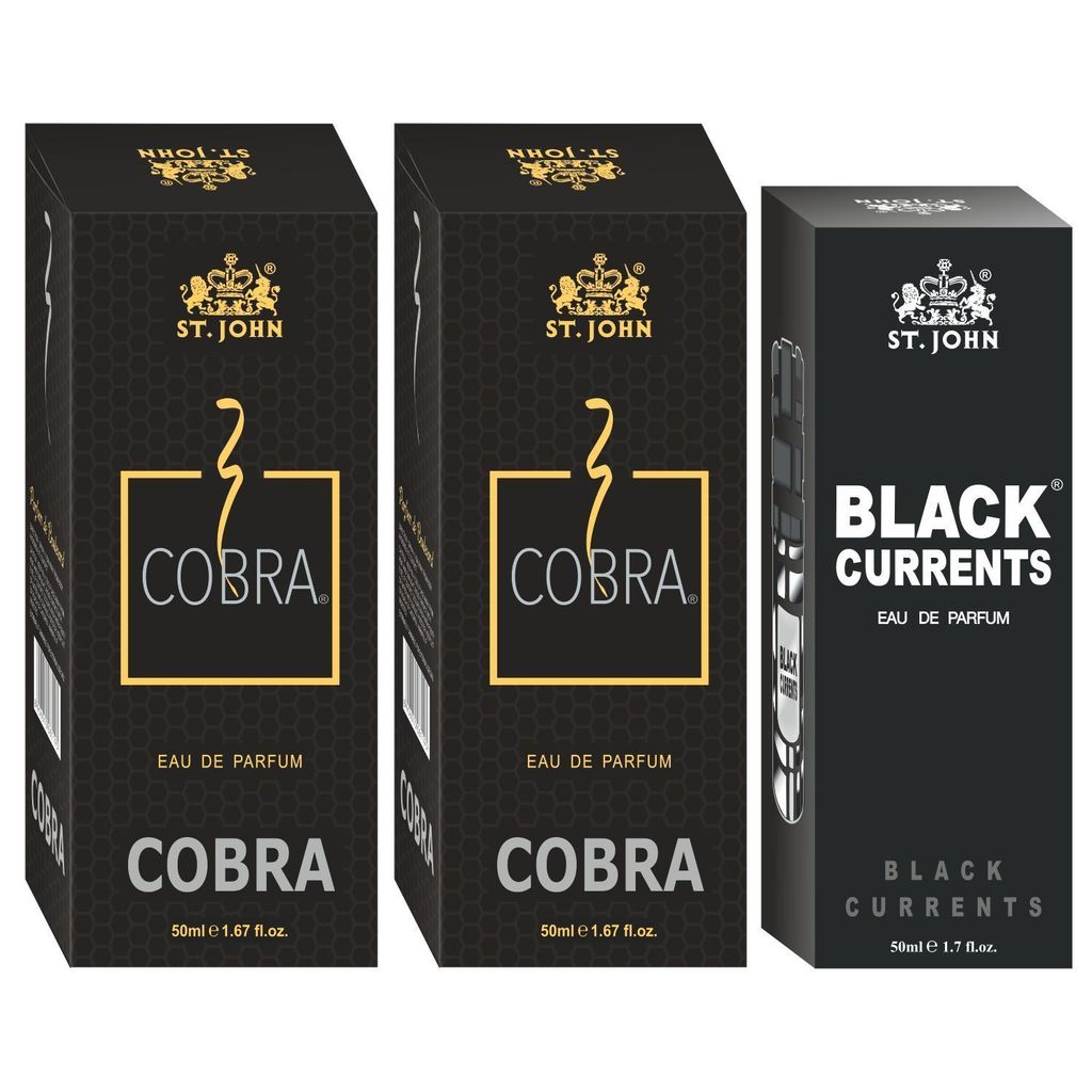 ST-JOHN Cobra 50ml Pack of 2 & Black Current 50ml Body Perfume Combo Gift Pack Eau de Parfum  -  150 ml (For Men & Women)