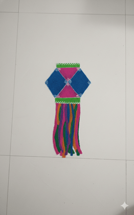 Madhura’s Creations Kite Rangoli Patch on Plastic Sheet | Multicolour Traditional Design | Real Rangoli Colours | Reusable | Single Piece Madhura’s Creations Kite Rangoli Patch on Plastic Sheet | Multicolour Traditional Design | Real Rangoli Colours | Reusable | Single Piece