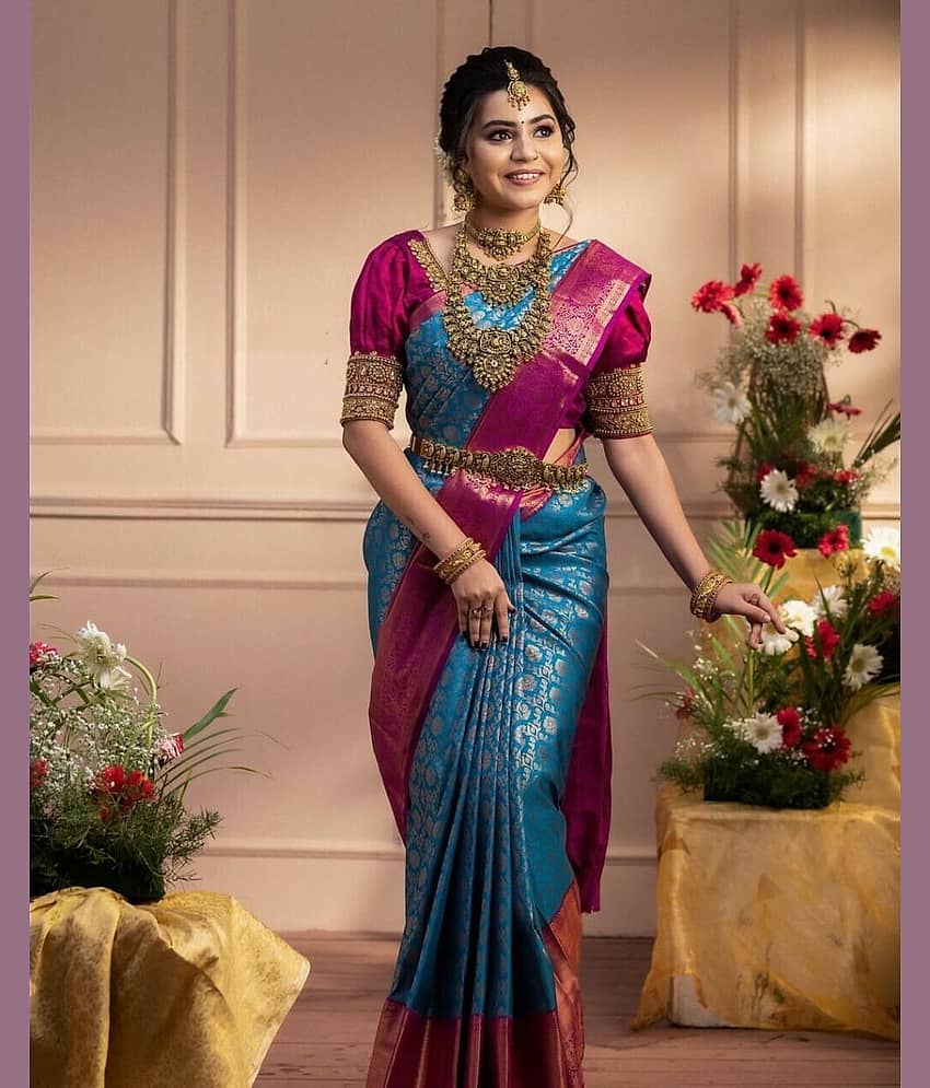 Vastukala Silk Woven Saree With Unstitched Blouse Piece ( Multicolor )