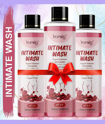 KURAIY Intimate Hygiene Wash With Cherry Extracts 100 Ml Pack of 3