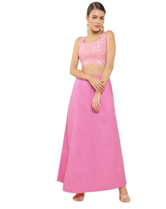 Women's Cotton Solid Free Size Petticoat (Pink)