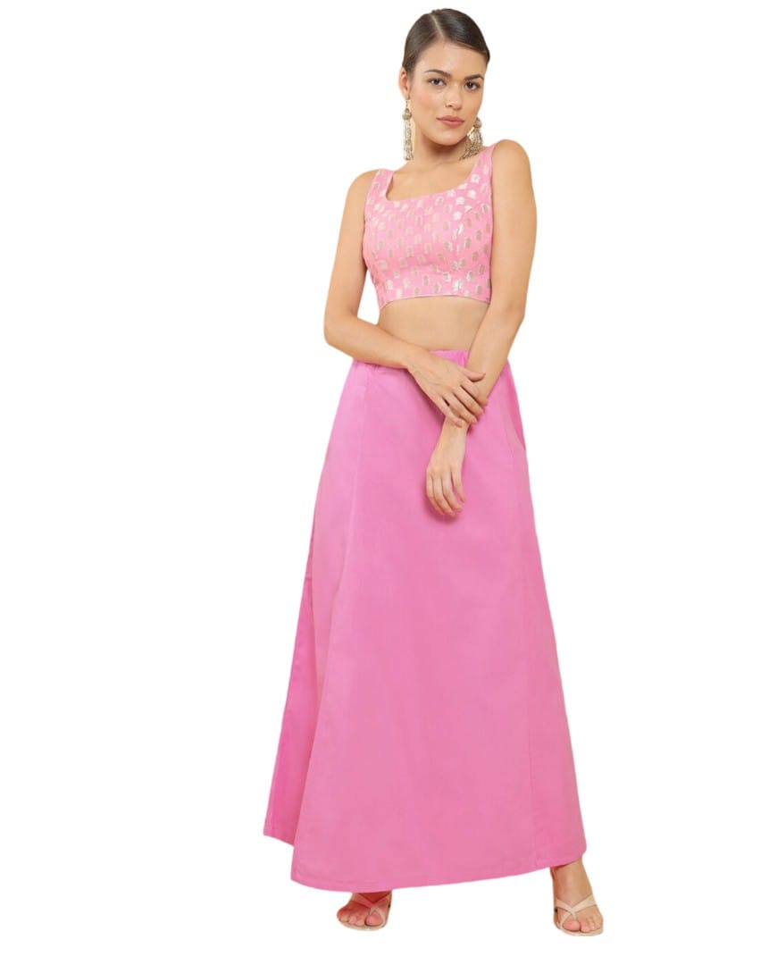 Women's Cotton Solid Free Size Petticoat (Pink)