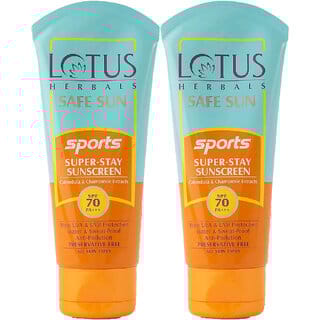 Lotus Herbals Safe Sun Sports Super-Stay Sunblock Spf 70 Pa+++Anti-Pollution, Water  Sweat Resistant80 G (Pack Of 2)