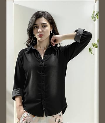 PLUS PARADISE Women Solid Denim Shirt ( Black )