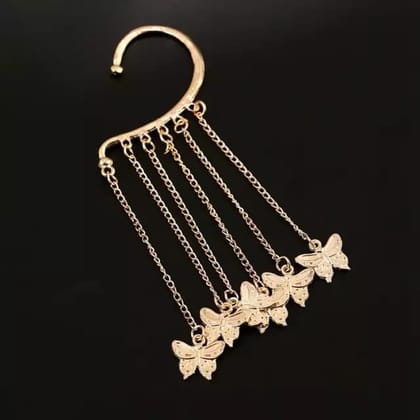 Butterfly Tassel Ear Cuffs-Right Silver
