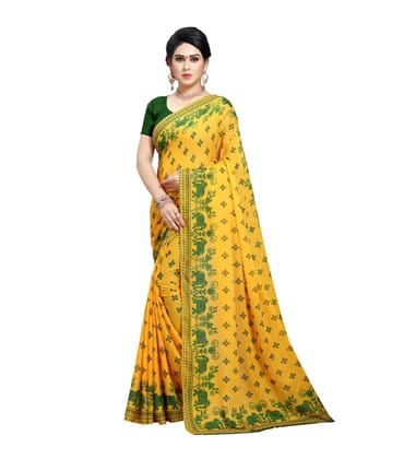 Generic Women's Georgette Saree (Green, 5 - 6 Mtrs)