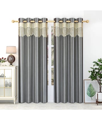 Homefab India Solid Blackout Eyelet Long Door Curtain 9ft (Pack of 2) - Light Grey