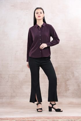 Satin Collar shirt - Purple-Purple / M