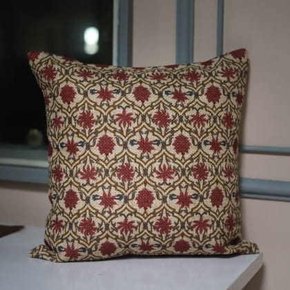 Maroon Mughal Cushion Cover-16x16