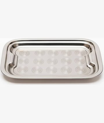 Dynore Rectangle Tray Stainless Steel Serving Tray 200 ml Silver ( Set of 1 )