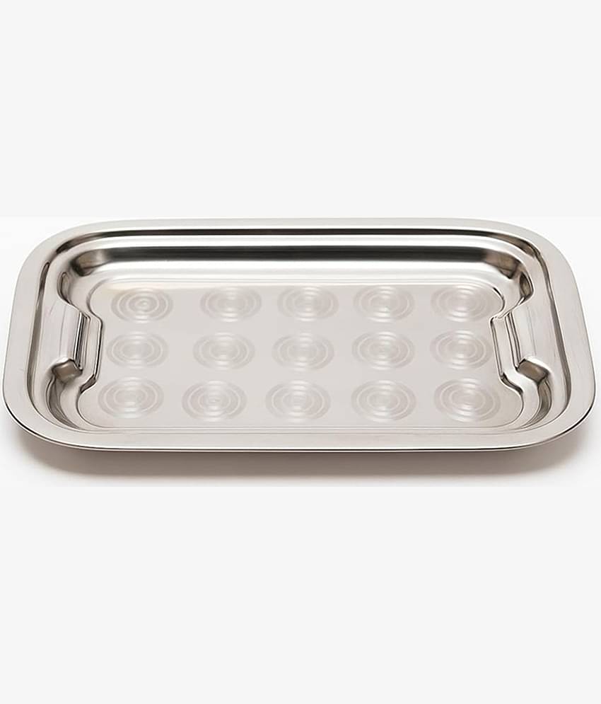 Dynore Rectangle Tray Stainless Steel Serving Tray 200 ml Silver ( Set of 1 )