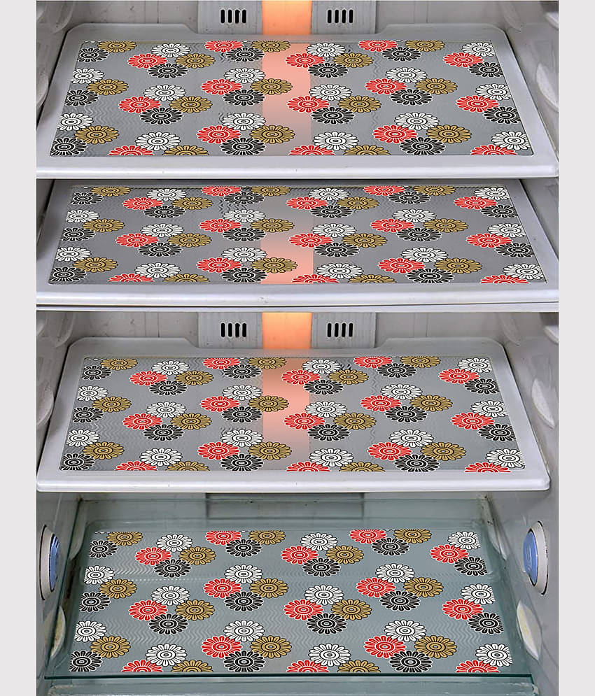 PVC Floral Fridge Mats ( 43 x 29 ) Pack of 4 - Multicolor