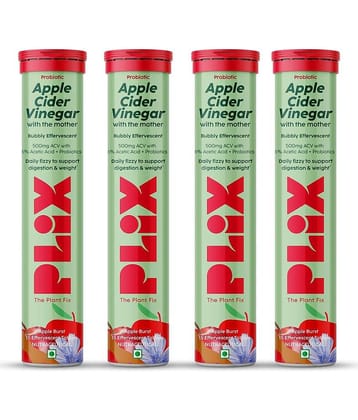 Plix Probiotic+Apple Cider Vinegar Effervescent Tablets forgut Health & Metabolism (4 x 15 Tablets)