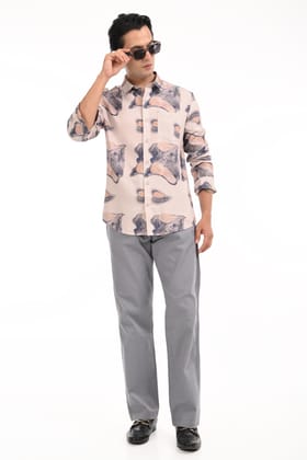 Off White AOP Digital Printed Casual Shirt-S