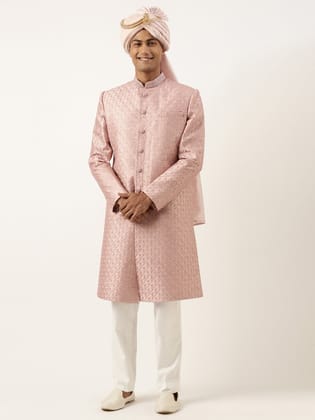 Pink Embroidered Achkan-S/38 / Indo Pant Set
