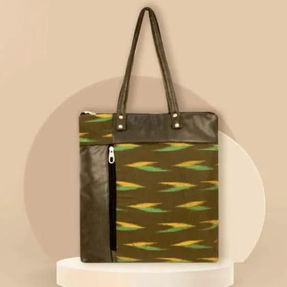 Off-beat Olive Ikat Office Bag