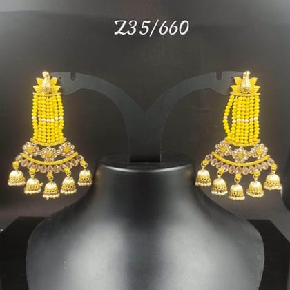 ZEVAR I Kundan Earrings - Exquisite Traditional Jewelry-YELLOW