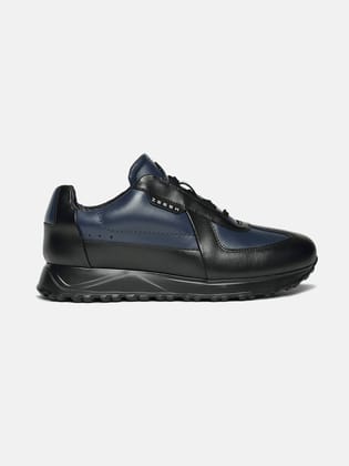 ZOL III - NAVY - Navy Mid-Top Leather Sneakers-6
