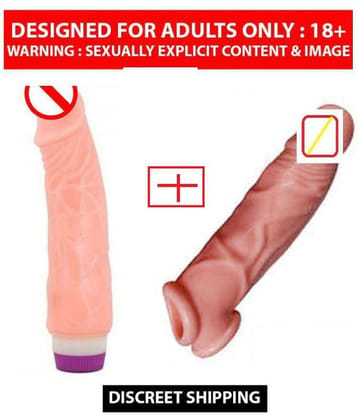 Dragons Reusable Condom Penis Sleeves & 8 Inch Dildo Vibrator Combo