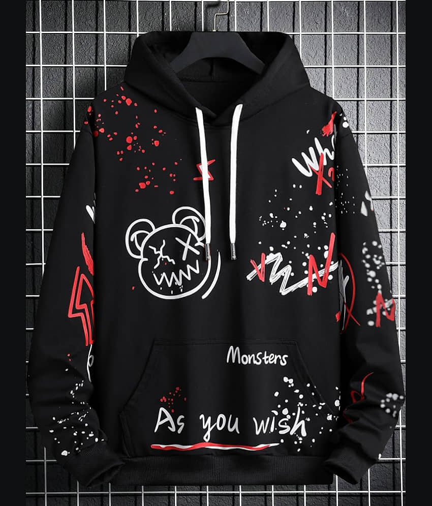 Try This Cotton Blend Hooded Men's Sweatshirt - Black ( Pack of 1 )