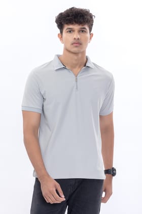 Light Grey Polo With Zipper