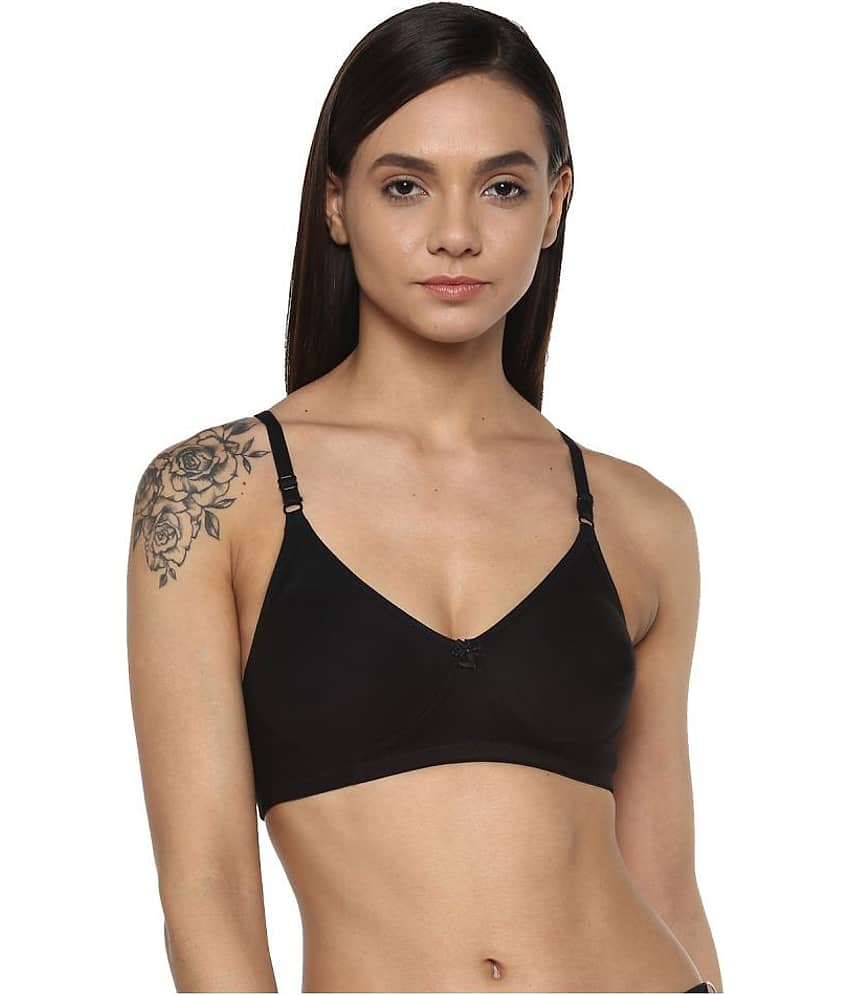 Leading Lady Cotton Non Padded Women's T-Shirt Bra ( Black )