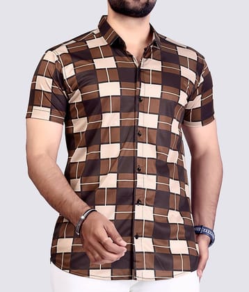 FABRIPPLE Cotton Blend Regular Fit Checks Half Sleeves Men's Casual Shirt - Brown ( Pack of 1 )