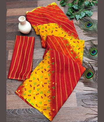 ANAND SAREES Georgette Printed Chanderi saree With Unstitched Blouse Piece ( Orange )