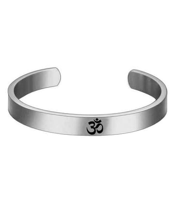Silver Shine Silver Plated Stylish Bracelet Adjustable OM Design Kada for Men - None