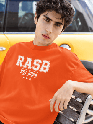 Rasb EST2024 Round Neck Drop Shoulder Graphic Printed Oversized Cotton T-shirT-S / lavender