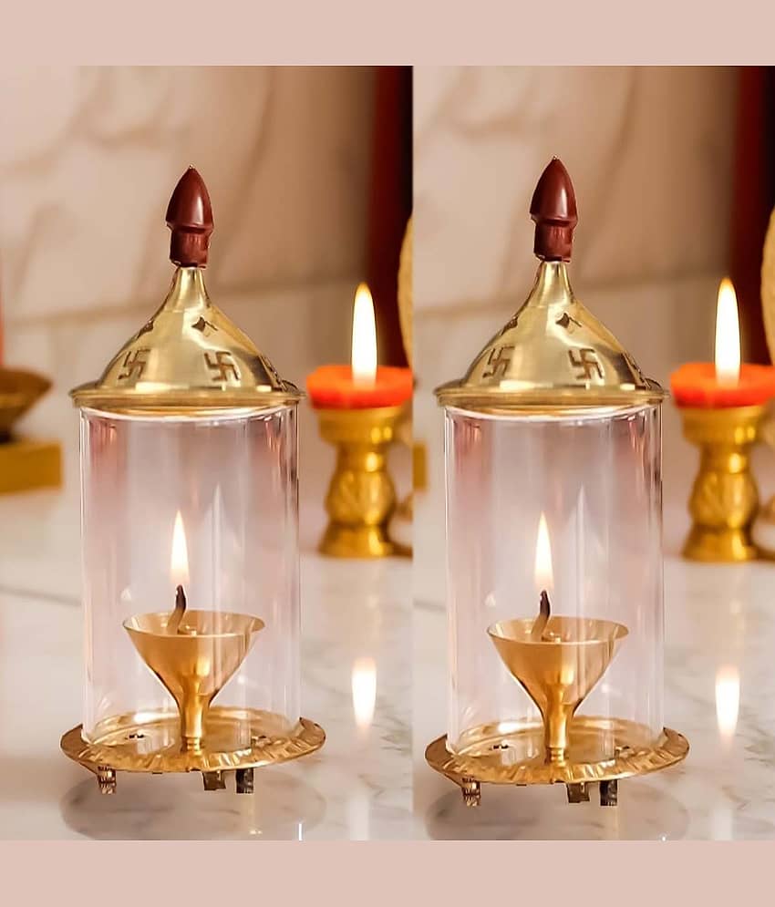Heaven Decor Brass Akhand Diya - Pack of 2
