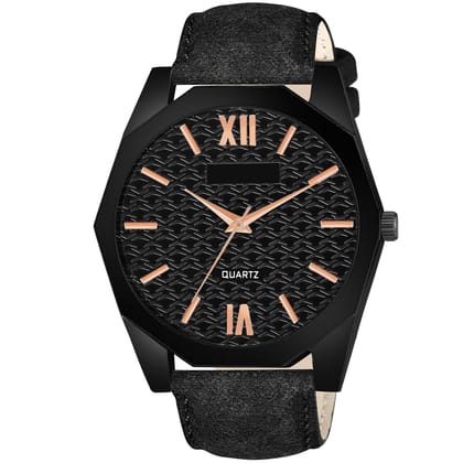 Black 3D embossed Dial Analog Watch for Men LR81 Black 3D embossed Dial Analog Watch for Men LR81