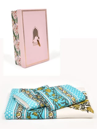 Gift Set - Handblock Printed Towels - 1 Bath + 2 Hand Towels-Hand Block / 30X60 Inches, 15X30 Inches / 1 Bath,2 Hand Towel