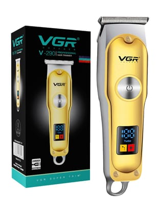 VGR V-290 Professional Hair Trimmer for Men | Precision T-Blade, Turbo Mode | 120 Min Runtime & LED Display | USB Type-C Charging with Corded & Cordless Use - Gold VGR V-290 Professional Hair Trimmer for Men | Precision T-Blade, Turbo Mode | 120 Min Runt
